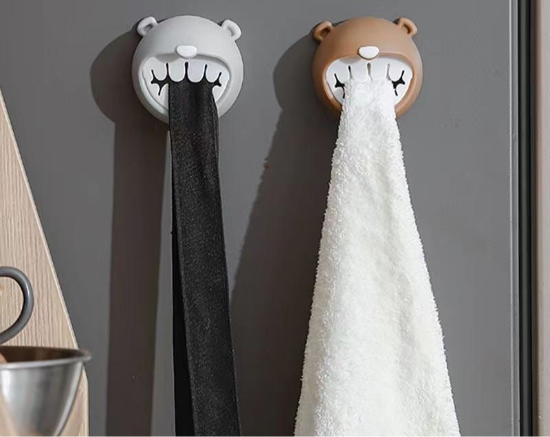 Bear-Shaped Wall Towel Holder Clip