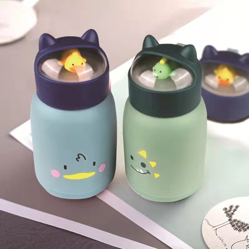 Cute animal character glass bottle