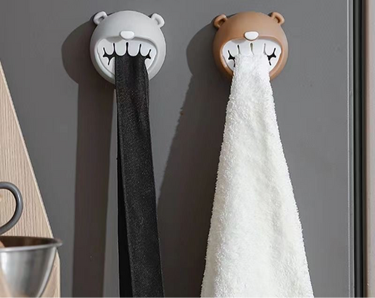 Bear-Shaped Wall Towel Holder Clip