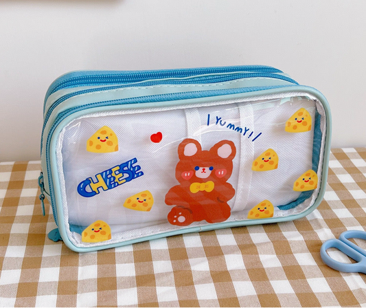Bear & Cheese Clear Pencil Case / Organizer Pouch