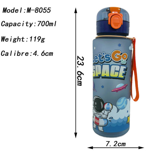 Let's Go Space" Kids' Water Bottle with Strap