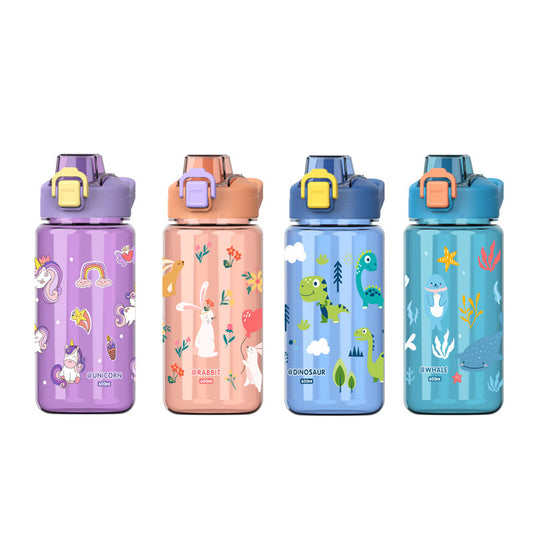 600ml Kids' Character Water Bottles with Straw