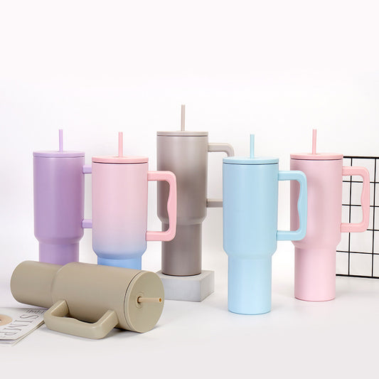 Stainless Steel Vacuum Insulated Tumbler with Handle and Straw