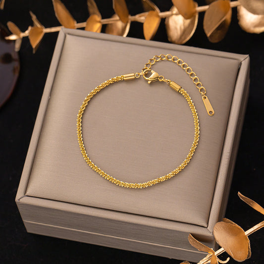 Gold Plated Titanium Dainty Shining Chain Bracelet