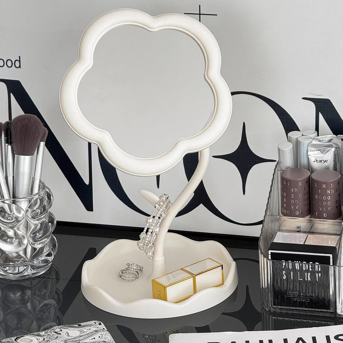 Whimsical Cloud Vanity Mirror with Storage Base