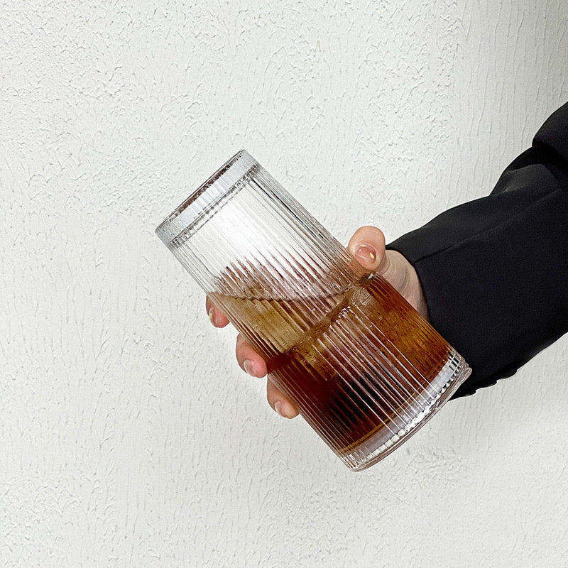 Ribbed Glass Tumbler with Lid & Straw – 500ml