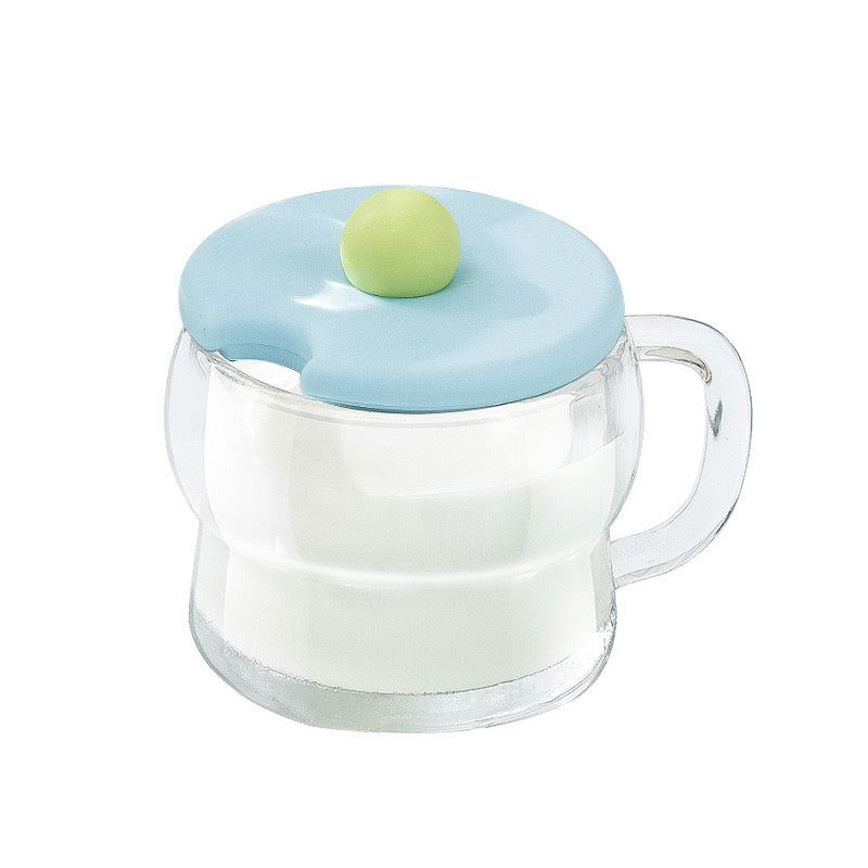 Pastel Glass Mug with Lid & Spoon