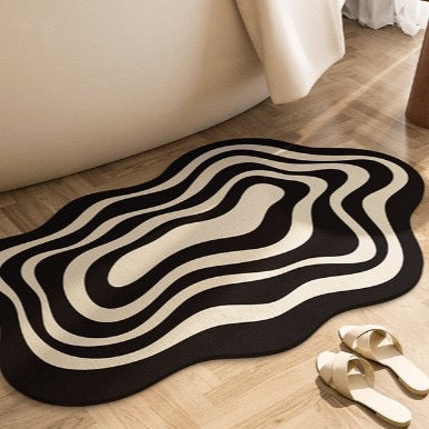 Dreamy Swirl Abstract Rug - Black & Beige