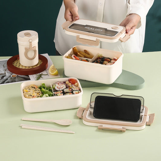 Life Lunch Box with 3 Grids and Hidden Handle