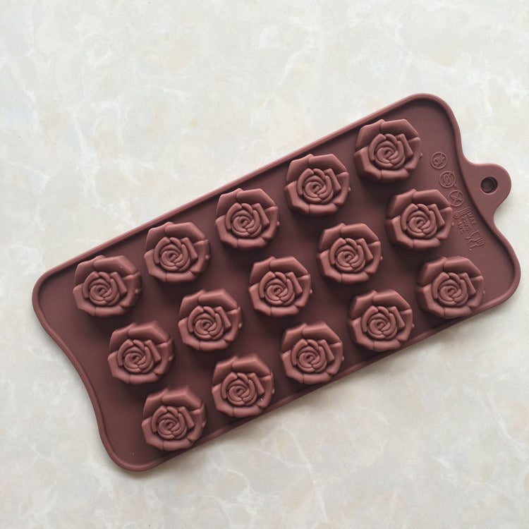 Rose Flower Silicone Mold - 15 Cavity
