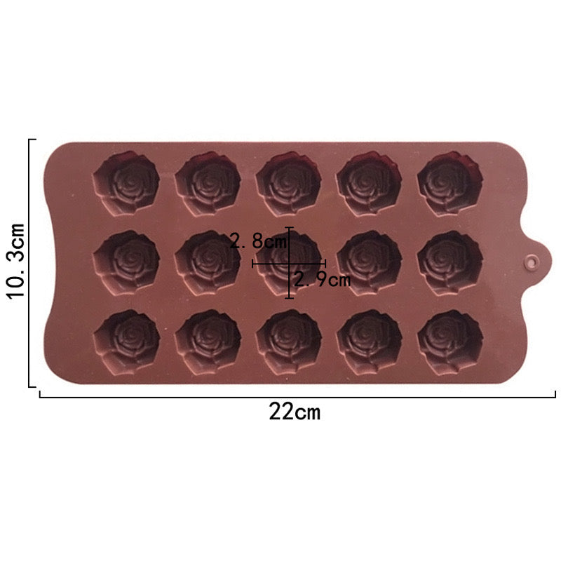 Rose Flower Silicone Mold - 15 Cavity